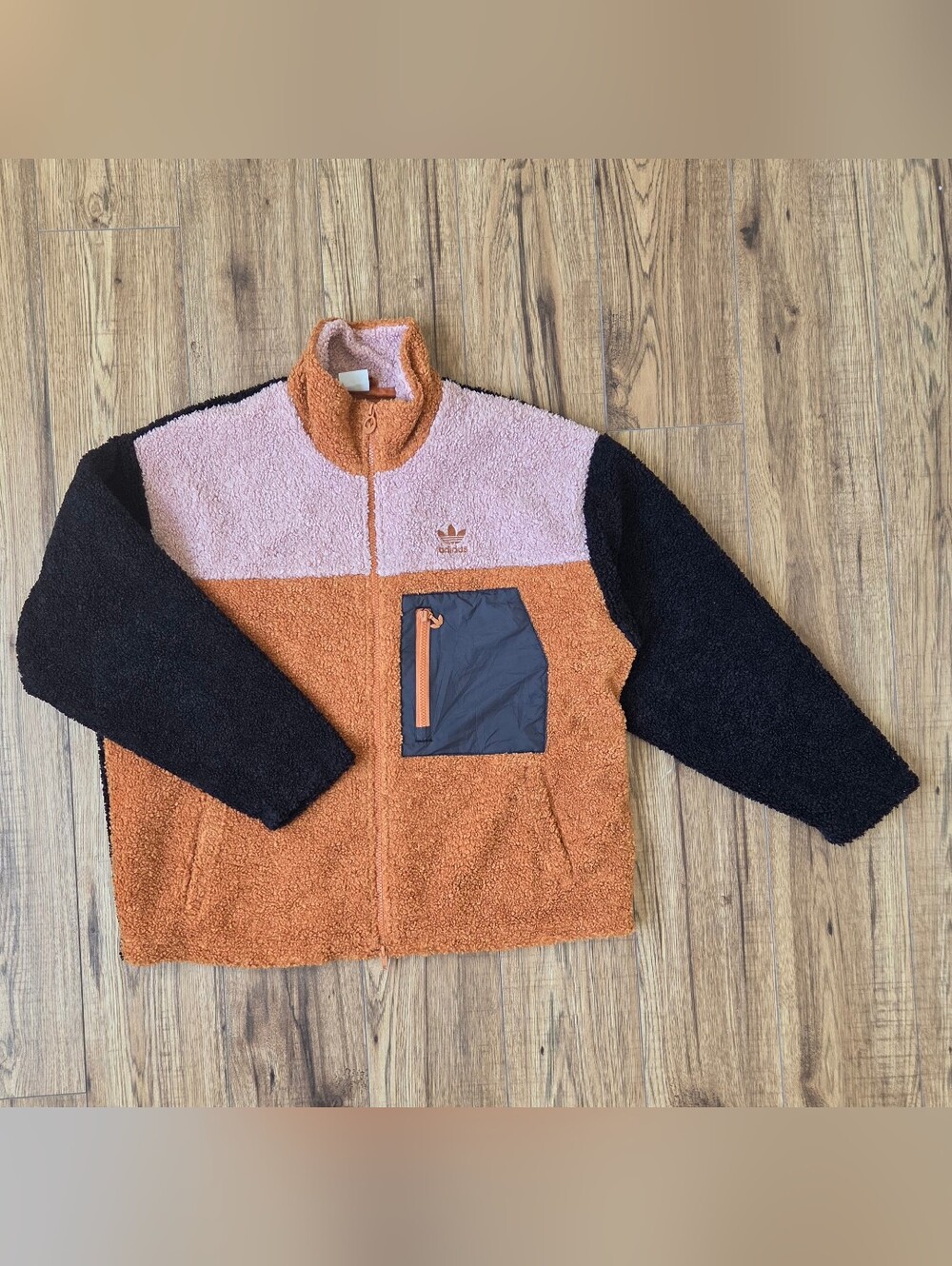 Adidas Originals Women's Colorblock Retro inspired Sherpa Fleece Jacket Size L